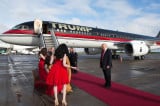 The Trumps enjoyed music from Affinity after landing at Shannon Airport.