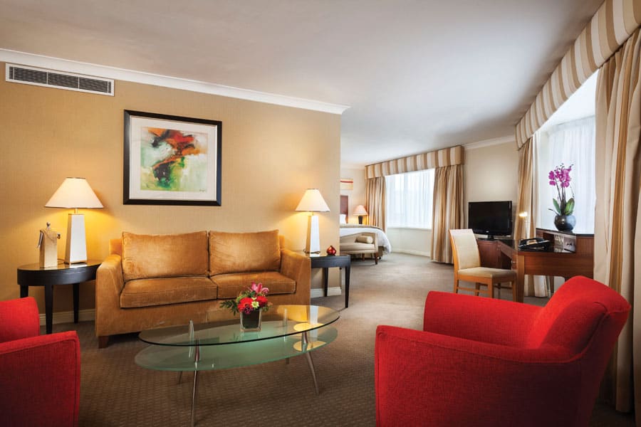 The spacious Deluxe King Suite at Conrad Dublin