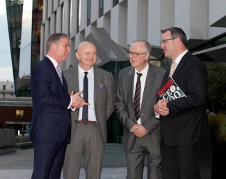 Ian Hyland, CEO Business & Finance; Paul Marchant, CEO, Primark; Arthur Ryan, founder, Primark; Patrick Farrell, head of Private Banking, AIB at The Marker Hotel, Dublin.