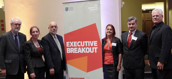 Pictured at the Executive Breakout Breakfast Launch are (L-R): Prof Paul Coughlan,Trinity College Dublin; Ruth Kearney, TCD; Jim Stikeleather, Dell Services; Louise Andrews, TCD; Dr Barry McMahon,TCD; Glenn Wintrich, Dell Services.