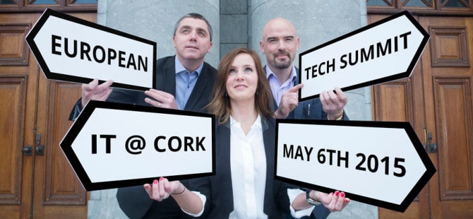 James O'Connell and Ronan Murphy from it@Cork and Aoibhinn Twomey from Fuzion, one of the event's sponsors.