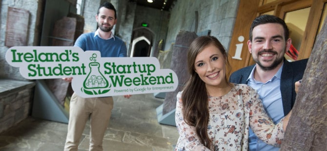 Johnny Lingwood, Caroline O'Connell and David Hardwicke, from UCC Entrepreneurial & Social Society.