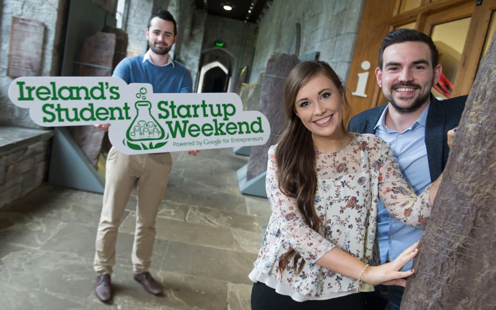 Johnny Lingwood, Caroline O'Connell and David Hardwicke, from UCC Entrepreneurial & Social Society.